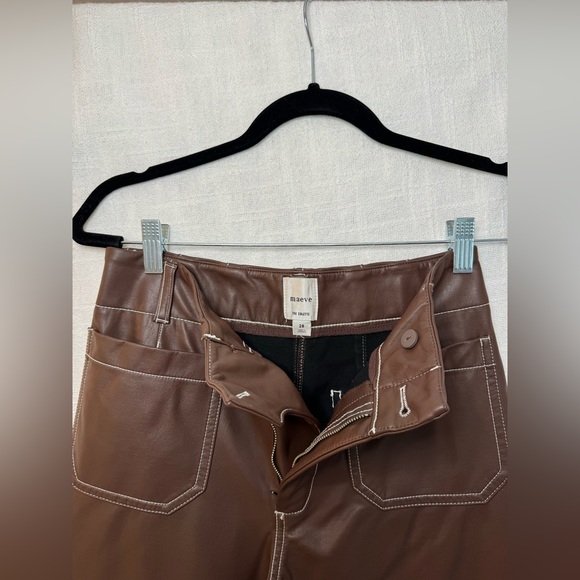 Anthropologie Maeve Collette Brown cropped Faux Leather Pants - Picture 7 of 9